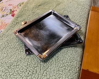 Two RALPH LAUREN Vintage 13" Rectangle Stainless Steel Serving Bar Platter