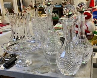 Crystal Vintage Wine Decanters, Cake Plate, Serving Platters, Dishes, and Vases
