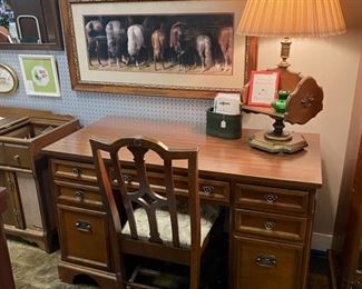 Antique Solid Wooden Desk and Antique Chair