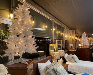 Two, 48" Silver Pre-Lit Christmas Trees