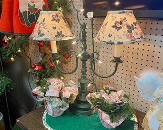 Vintage Metal Green Electric Candelabra (we have 2)