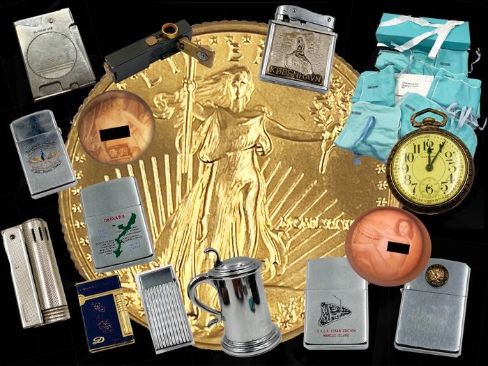 LIGHTERS, GOLD COIN, TIFFANY BAGS