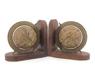 Vintage Midcentury Modern Globe Bookends
