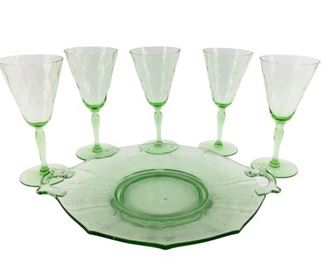 6pc. Vintage Uranium Glass Set
