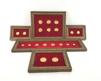 20pc Framed 24K Gold Plate Gold Escudos Replicas
