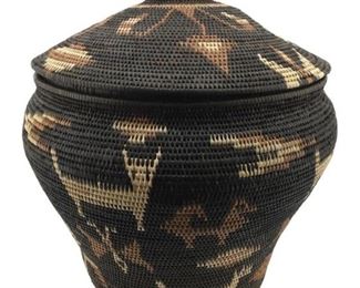 Large African Woven Lidded Basket
