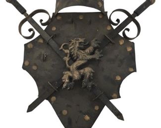 Vintage Metal Shield Coat of Arms Wall Decor

