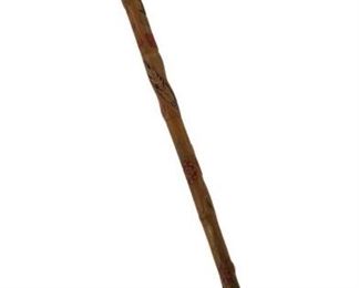 Vintage Mexican Painted Wooden Walking Stick
