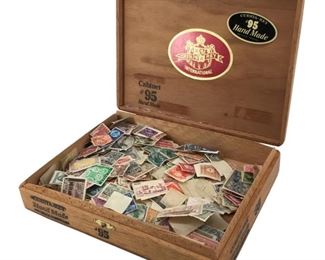Vintage Mixed Stamp Collection With Hand Made Case

