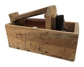 Vintage Wooden Shoe Shine Set
