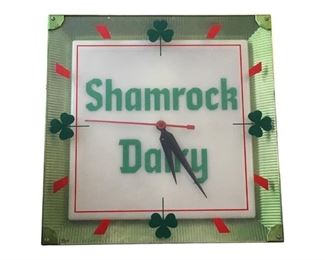 Vintage Shamrock Dairy Light-Up Wall Clock
