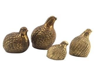 Vintage 4pc. Brass Taiwanese Quail Paperweights

