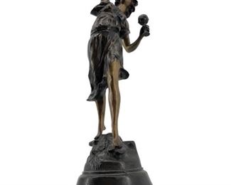 Signed Moreau Solid Bronze Woman Sculpture
