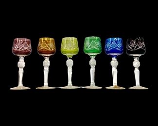 6pc. Joska Handcrafted Colorful Crystal Glasses
