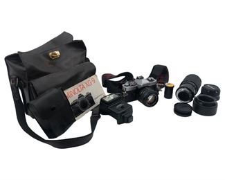 Vintage Minolta XG-9 Camera w Accessories

