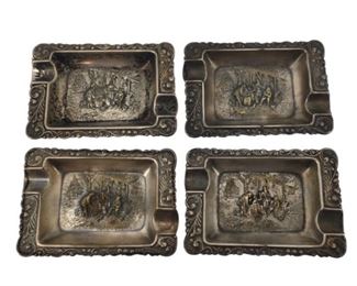 4pc. Vintage Hans Jensen Silverplate Ashtrays
