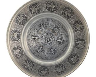 Vintage Pewter Adam and Eve Wall Plate
