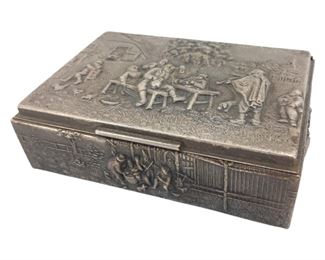 Vintage Denmark Silver Repousse Cigar Box
