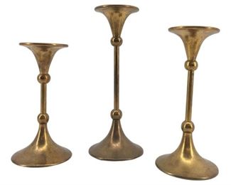 3pc. Vintage Indian Brass Candleholders
