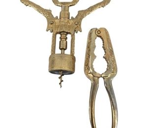 Vintage Golden Wine Opener & Nutcracker Set
