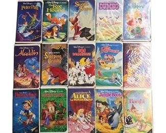 15pc. Disney Classic Black Diamond VHS Tapes
