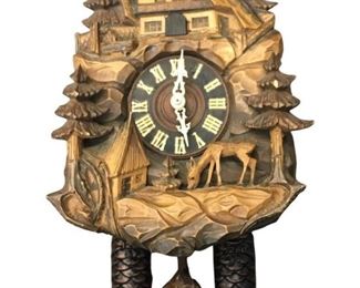 Vintage Carved Wooden Forest Cuckoo Clock
