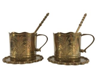 2pc. Brass Novell Gilde Teacups/Stirrers
