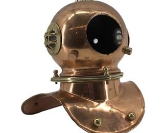Vintage Brass and Copper Diver's Helmet Decor
