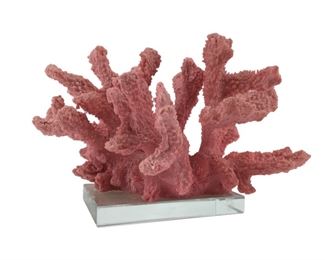Pink Coral on Glass Base Decor

