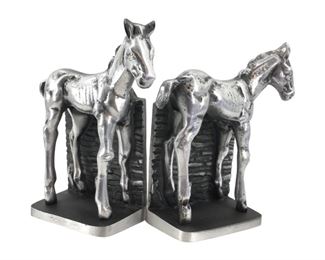 Vintage Aluminum Horse Bookends
