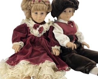 Pair of Vintage Victorian Style Twin Dolls

