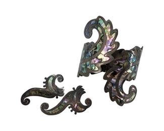 3pc. Vintage Sterling Silver and Abalone Jewelry
