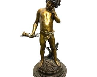 Antique Auguste Moreau Charmeur Bronze Sculpture
