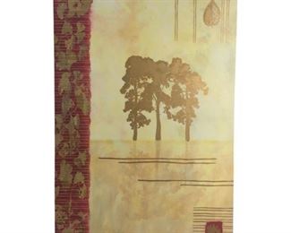 Vintage Metallic Abstract Tree Canvas Print
