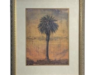 Vintage Asian Palm Tree Drawing Print

