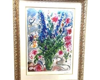 L/E Marc Chagall Les Lupin Bleu Lithograph

