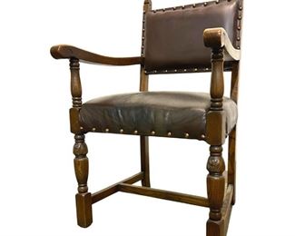 Vintage Italian Wood/Leather Desk Chair
