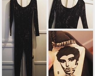 Betsey Johnson 80s punk label velour bodysuit 