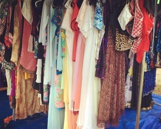 Rack of vintage slips/caftcan 