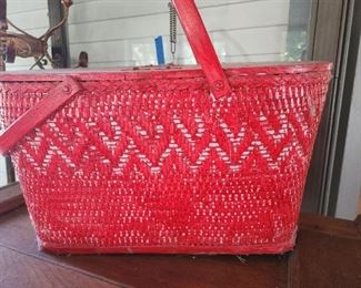 Vintage wicker picnic basket