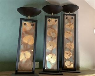  Trio of Metal & Glass Art Pieces