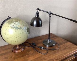 Pottery Barn Desk Lamp & Globe