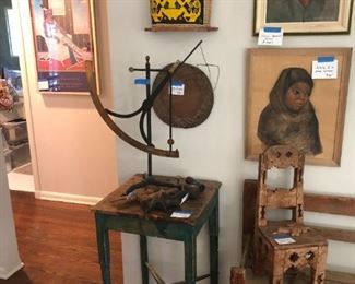 New Mexico bench, paper scale, African beadwork