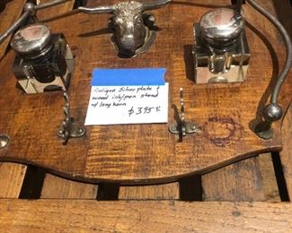 inkwell with long horn steer