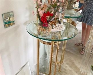 Brass and Glass Accent Table
