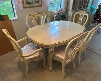 French Provincial Dining Set with 6 Chairs. 43" x 63" x 30". Custom-Made, hand painted. BUY IT NOW! $800