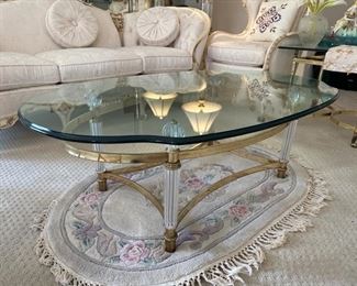 La Barge Glass/Brass/Crystal Cocktail Table. Measures 50" x 32" x 17". BUY IT NOW! $500