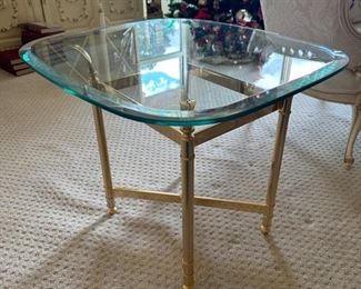 Brass/Glass End Table. Measures 24" x 26" x 21". BUY IT NOW! $250