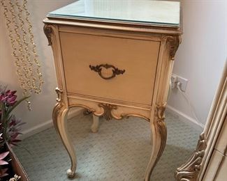 French Provincial-Style Bedside Table. Measures 16" x 14" x 29". BUY IT NOW! $100
