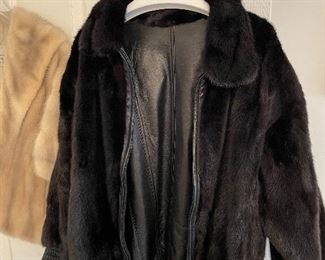 SOLD. Mink/Leather Reversible Coat. 